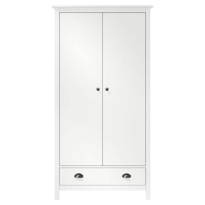 Garde-robe - VIDAXL - Hill Blanc - Bois massif - 2 portes - 1 tiroir - 1 étagère - 170cm