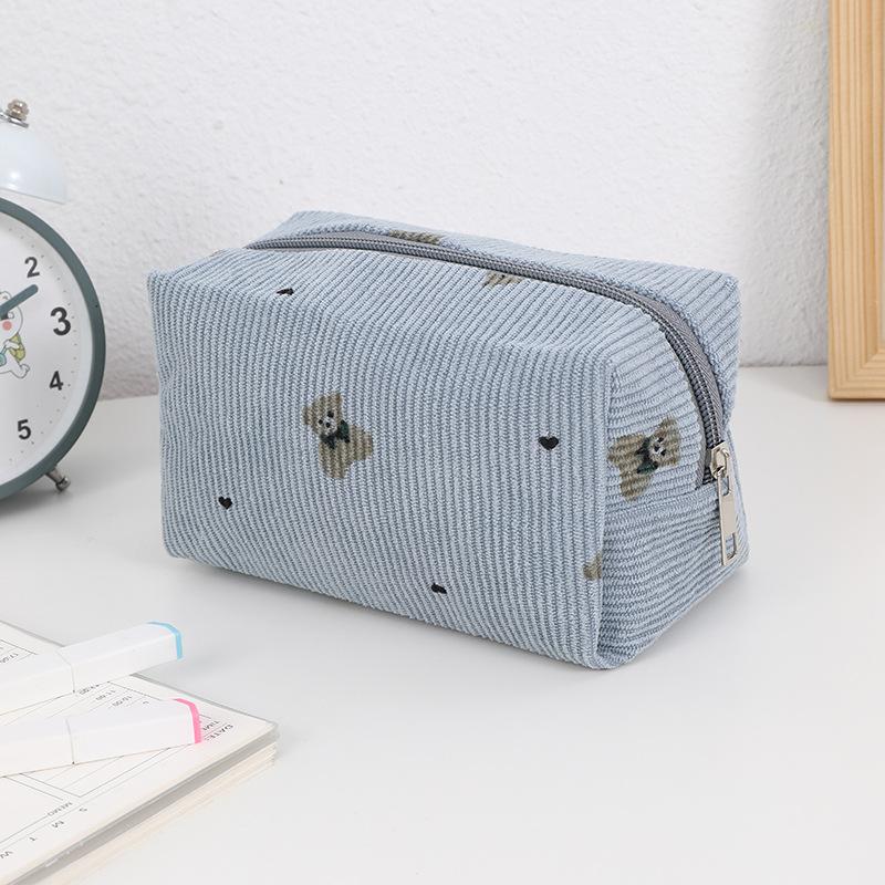 1pc Large Capacity Pencil Case Pencilcase Kawaii Stationery Corduroy Pencil Pouch School Supplies Back To School Pencil Case