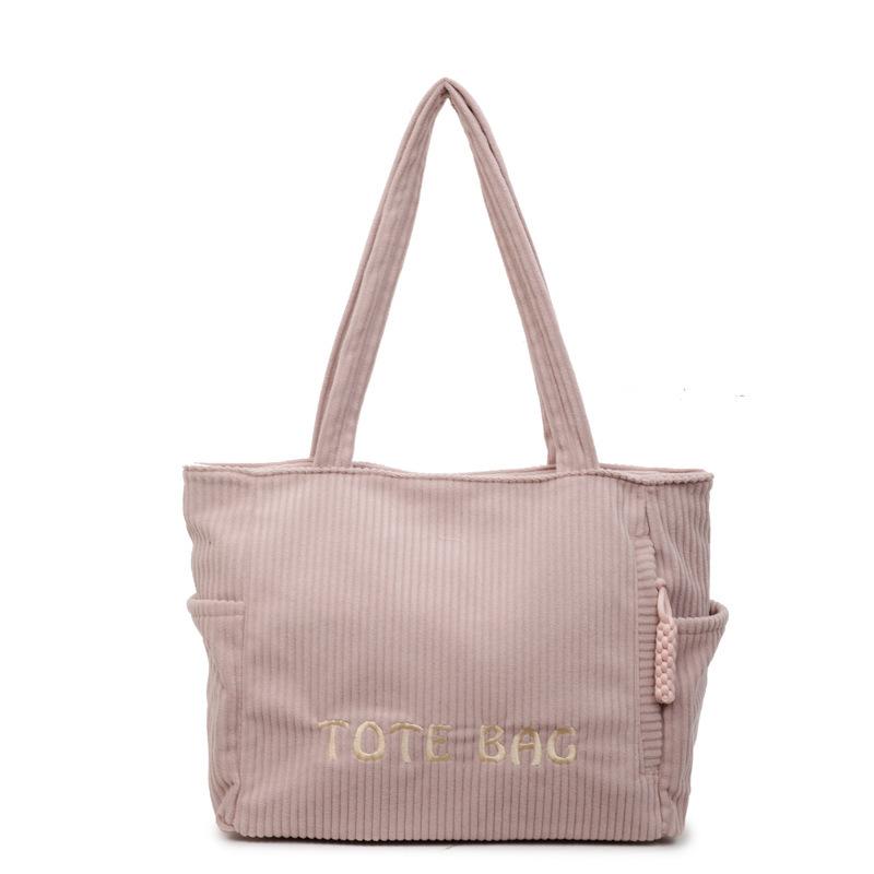 

Autumn New Versatile Fashion Letter Embroidery Lazy Wind Large Capacity Tote Bag Messenger Bag School Commuter Bag розовый