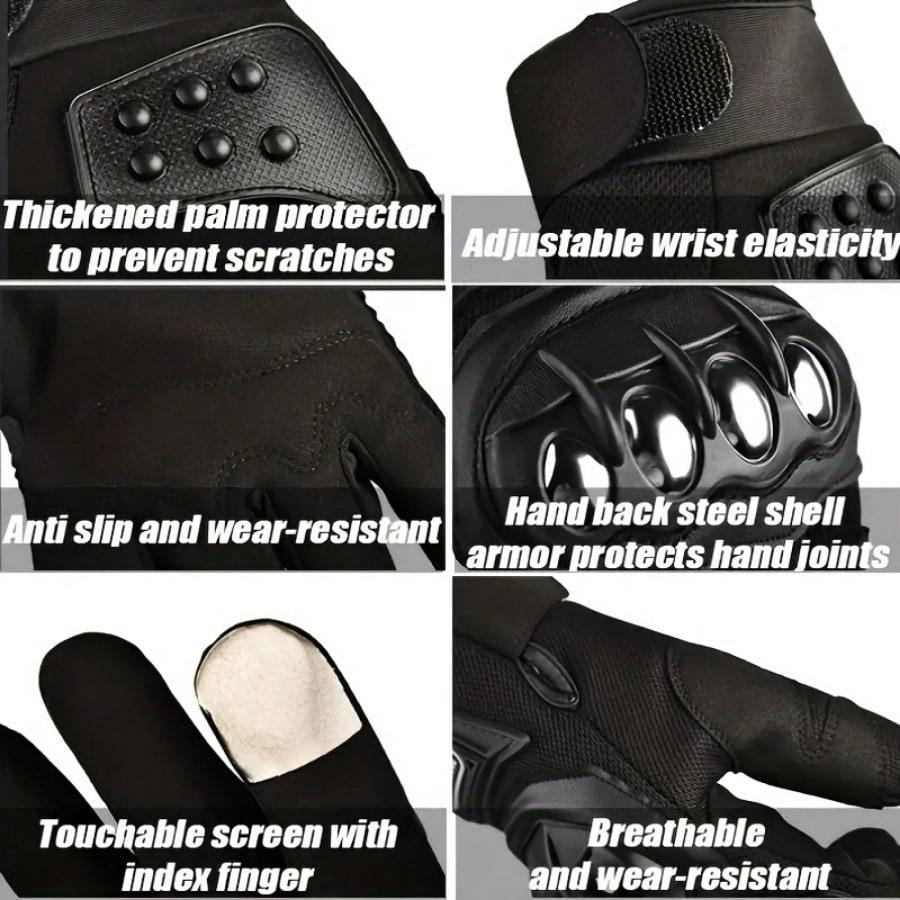 A Pair of Durable Touch-screen Motorcycle and E-bike Gloves with Stainless Steel Protection Not Water-washed Polyester for Outdoor Leisure