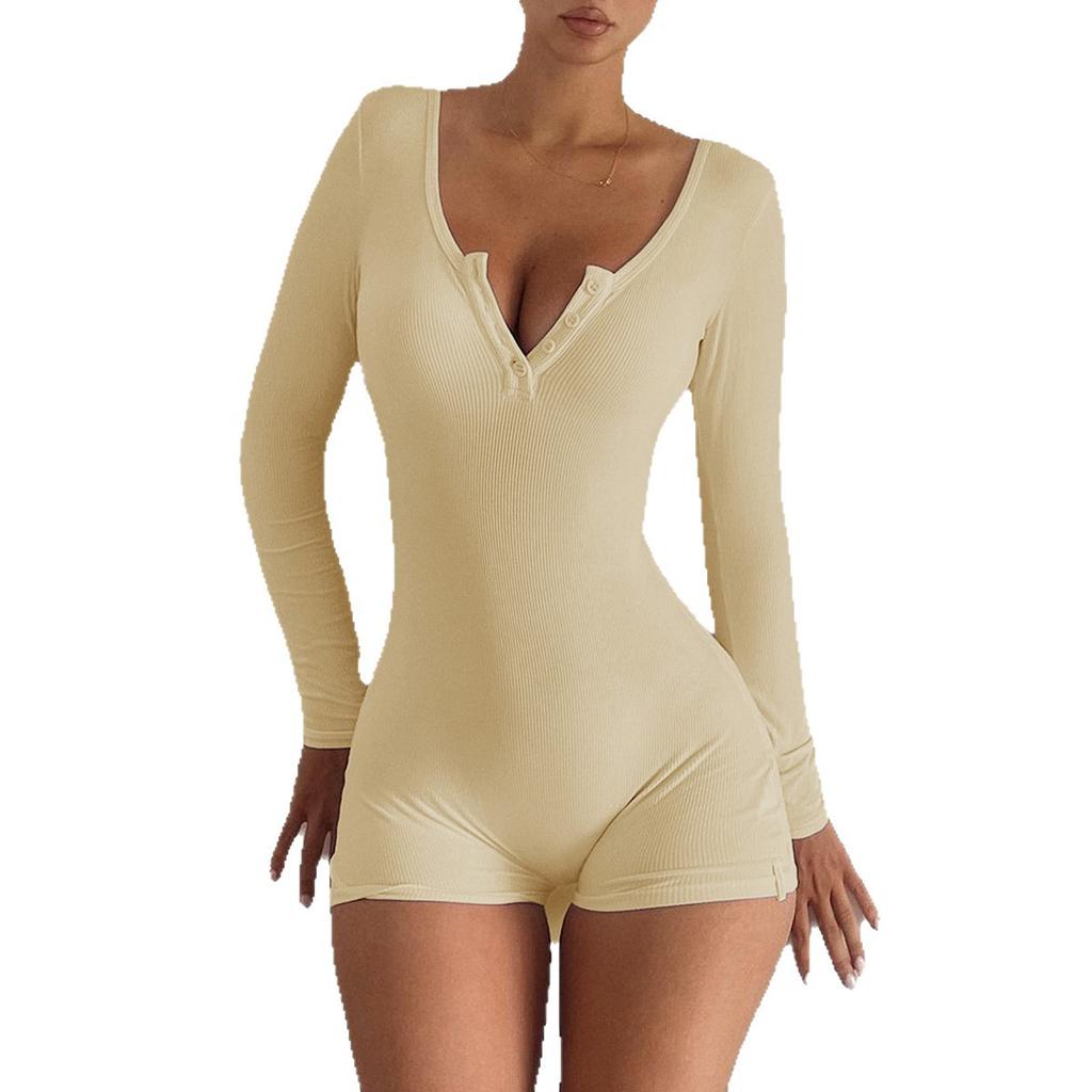Yoga Fitness Long-sleeved Shorts Jumpsuit Women's 2025 Autumn and Winter