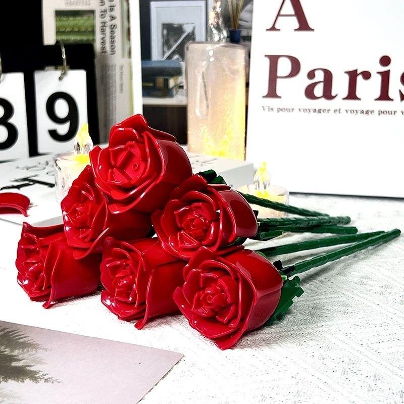 Flower Rose Building Blocks Collection Toys Decoration Valentines Day Gift