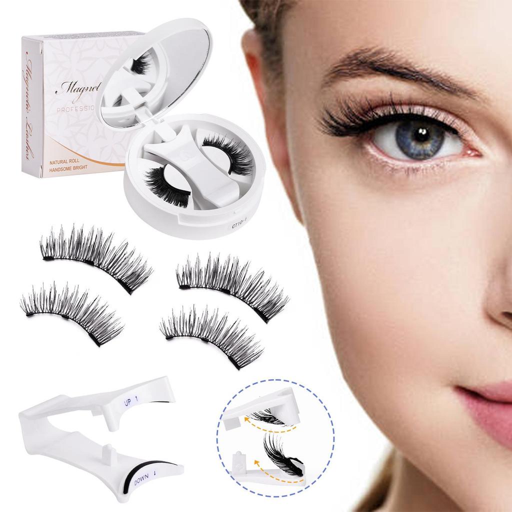 New Magnetic False Eyelashes Set: Colored, Glue-Free, One-Piece Design with Integrated Box.