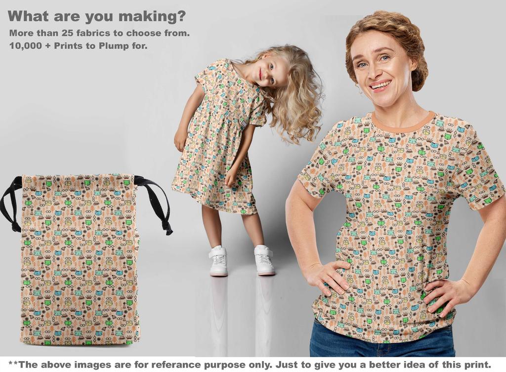 oneOone Bomull Flex Light Peach Stoff Barn Dyr gjør-det-selv-klær Quilting Stoff Print Stoff etter Yard 40 Tommer