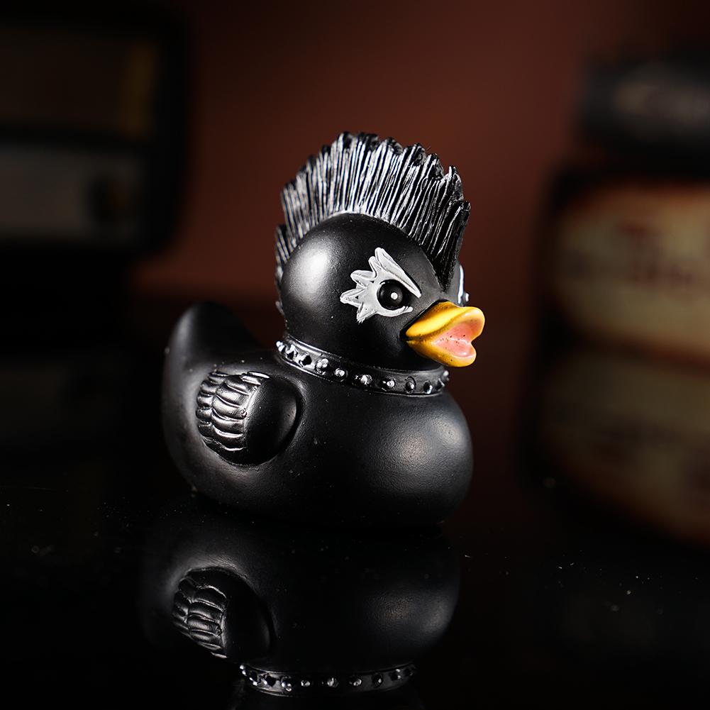 Gothic Satan Duck Statue Goth Punk Duck Sculpture Rock Duck Figurine Decor Collectible Figurines Satanic Duck Tabletop Ornaments
