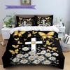 Daisy Butterfly  Pattern Bedding Quilt Set Quilt Cover Pillowcase Home Decoration  Gift (1 * Duvet Cover + 2 * Pillowcase, Without Core)