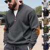 Men's Autumn Color Block Half Zip Plus Size Stand Collar Hoodie