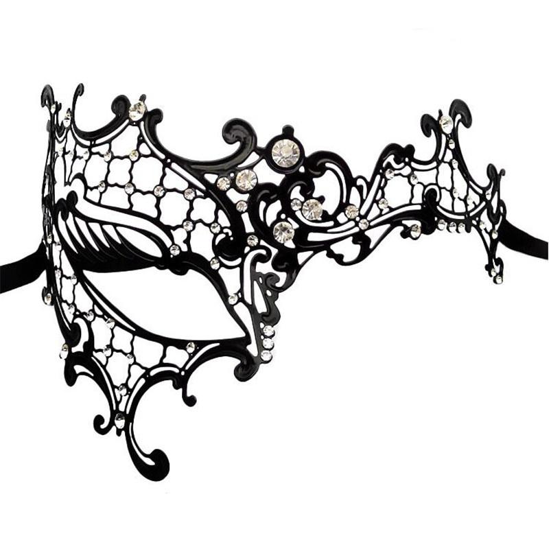 Halloween Costume Party Dress Princess Mask Venice Metal Rhinestone Half Face Mask