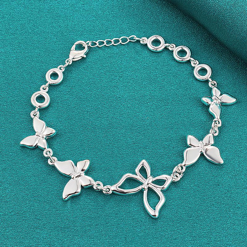 Five Butterfly Chain Bracelet For Woman Fashion Charm Copper Color Wedding Party Engagement Jewelry