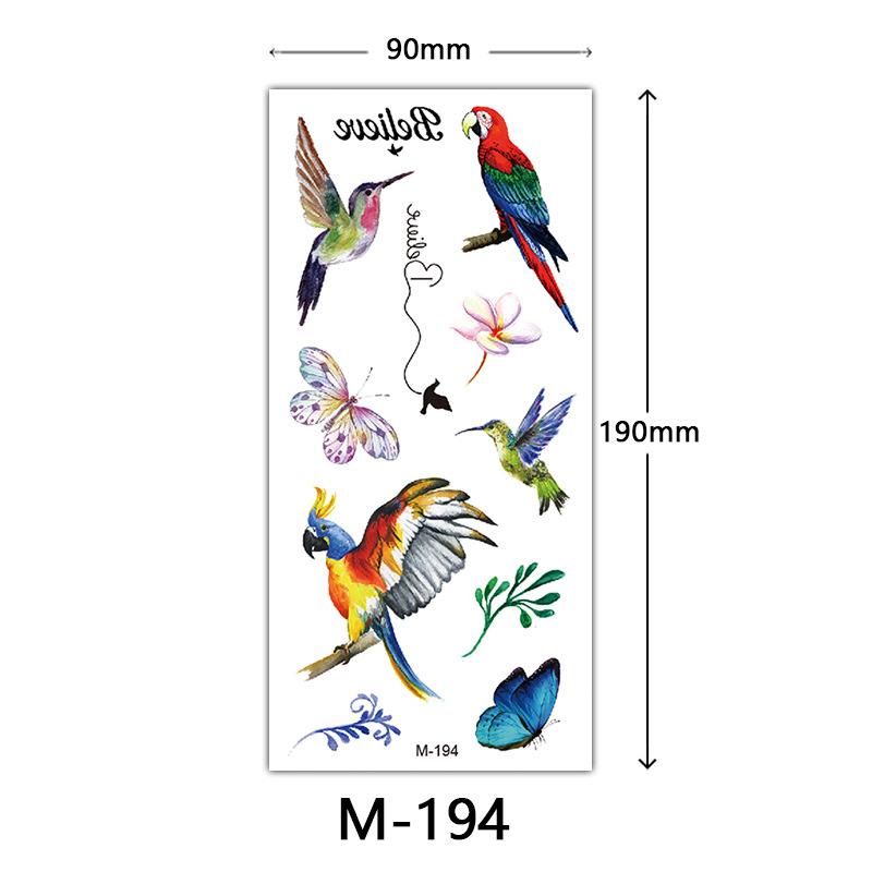 Wasserdichtes dreidimensionales Farbdruck-Tattoo-Sticker, Schmetterling Blume Tier Tattoo