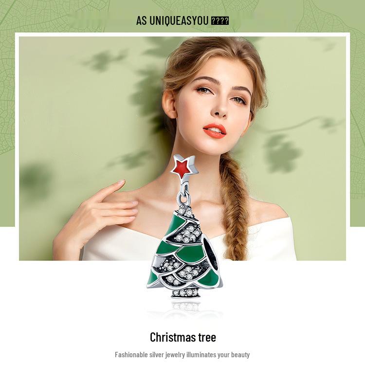 Yinziyun S925 Sterlingsilber Weihnachtsbaum Perlenarmband für Damen