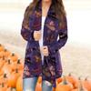 Women's Fashion Casual Halloween Printed Long Sleeve Mid-Length Cardigan Jacket