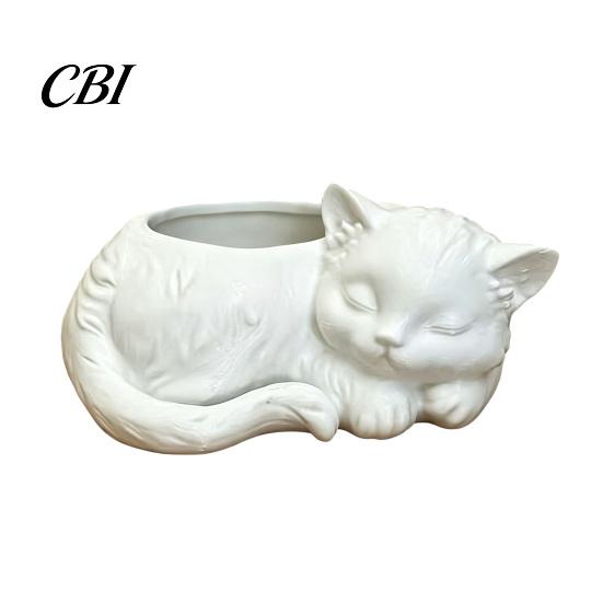 Artistic Cat Plant Holder 3D Printed Sleeping Flowerpot, Mini Desktop Planter, Gift for Lovers Decorative Succulents Small Green Plants Planter