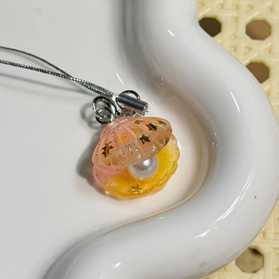 2Pcs Keychain Pendant Embedded Imitation Pearls Translucent Gradient Glitter Keyring with Lobster Clasp Bags Phone Lanyard Versatile Hanging
