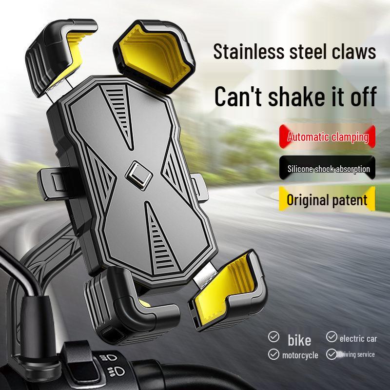 Shockproof Motorcycle & Bicycle Alloy Phone Holder for Navigation and EV Delivery Riders