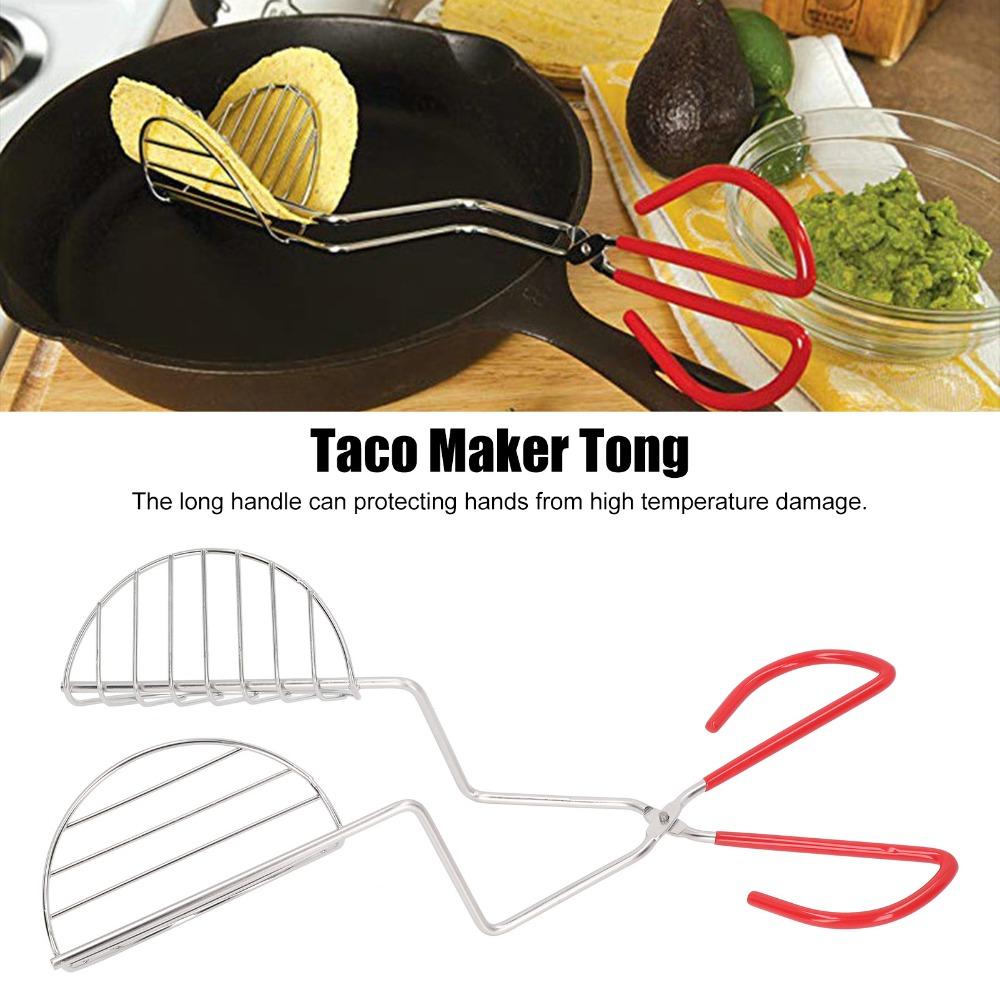 Portable Tortilla Press Maker Silver Taco Shell Holder Durable Taco Fryer Tongs  Kitchen