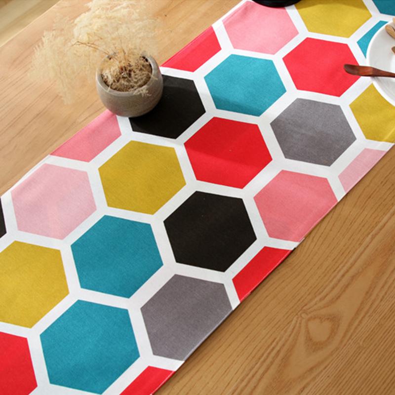 Imitation Cotton and Linen Table Runner Print Multicolour Table Cloth Cover Tablecloth Table Decoration