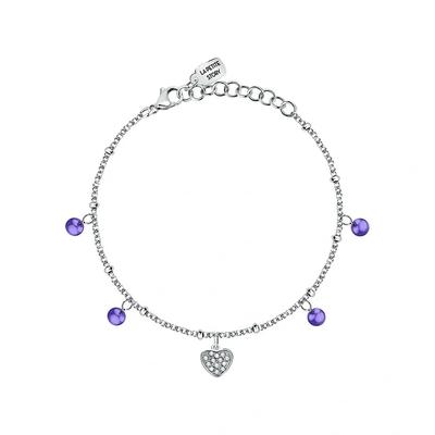 Steel Love Bracelet With Clear And Tanzanite Crystal LPS05ASD42 For Women