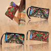 Ethnic Embroidered Long Wallet With Tassel Polyester Fabric Retro Style