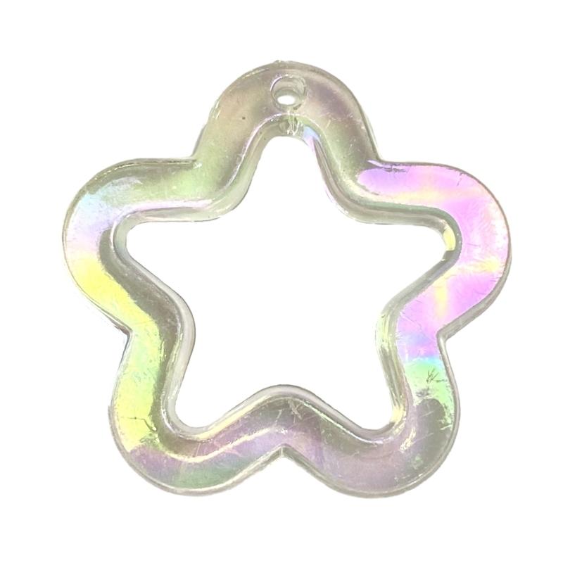 5Pieces 31mm Small Star Shape Pendant with Hole Crystal Star Loose Beads for Jewelry Making DIY Crfat Muitcolor Beads