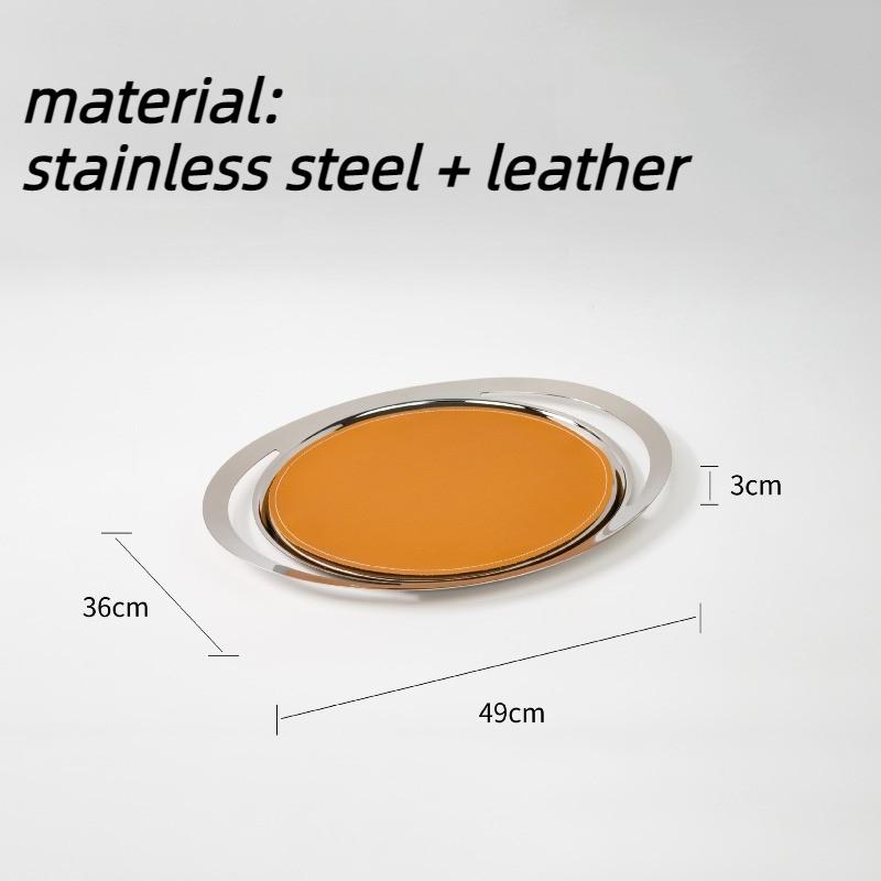 

Luxury Stainless Steel Tray Circular Arc Fruit Plate Dessert Storage Trays Modern Home Decorative Trays Kitchen Organization оранжевый