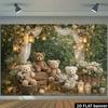 2D Whimsical Woodland Baby Bear Backdrop 2D Flat Print for Baby Showers, Christenings, and Kids Events