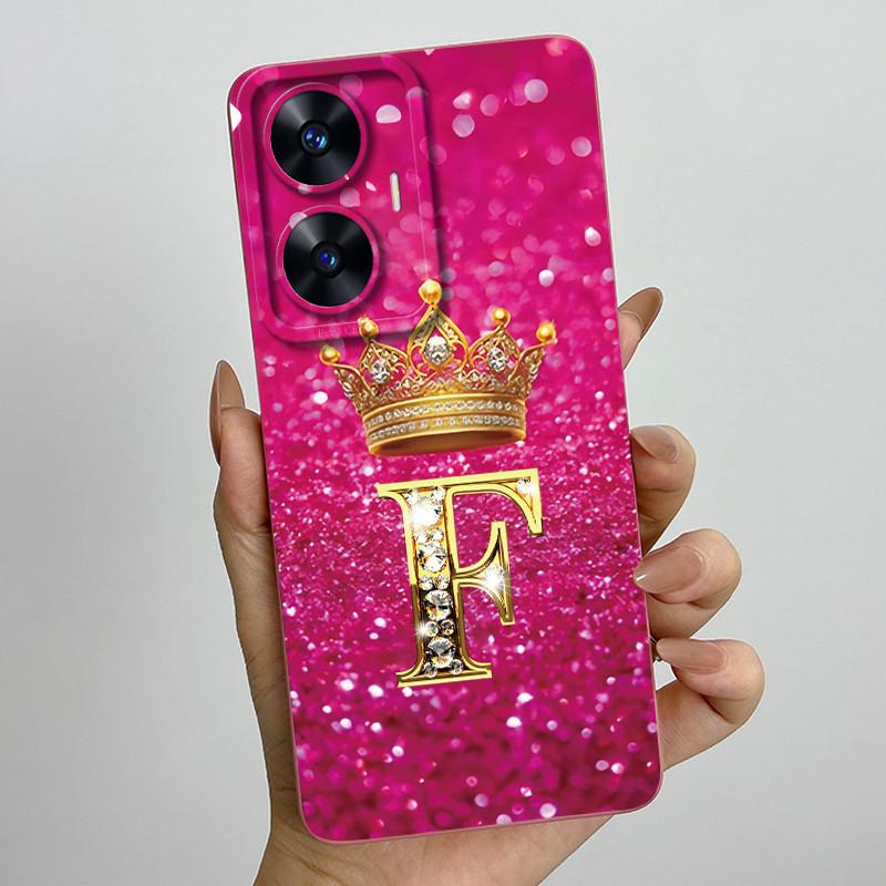 For Realme C55 RMX3710 Luxury Crown Letters Cover Soft Silicone Phone Case For Realme Narzo N55 C 55 RealmeC55 NarzoN55 Bumper