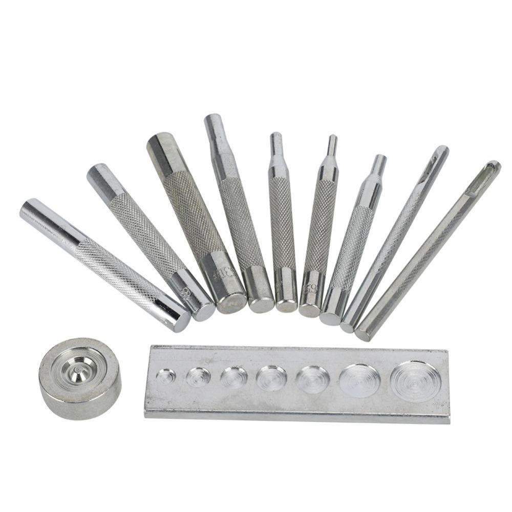 11pcs Die Punch Snap Fastener Tool Metal Handle Punch Tool Kit DIY Rivet Setter Leather DIY