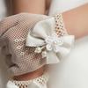 Gloves Girl Bride Party Ceremony Accessories 1 Pair Girls Kids White Lace Faux Pearl Fishnet