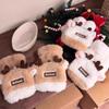 2025 Women's Winter Reindeer Antler Half-Finger Plush Gloves - Warm & Thick for Cycling