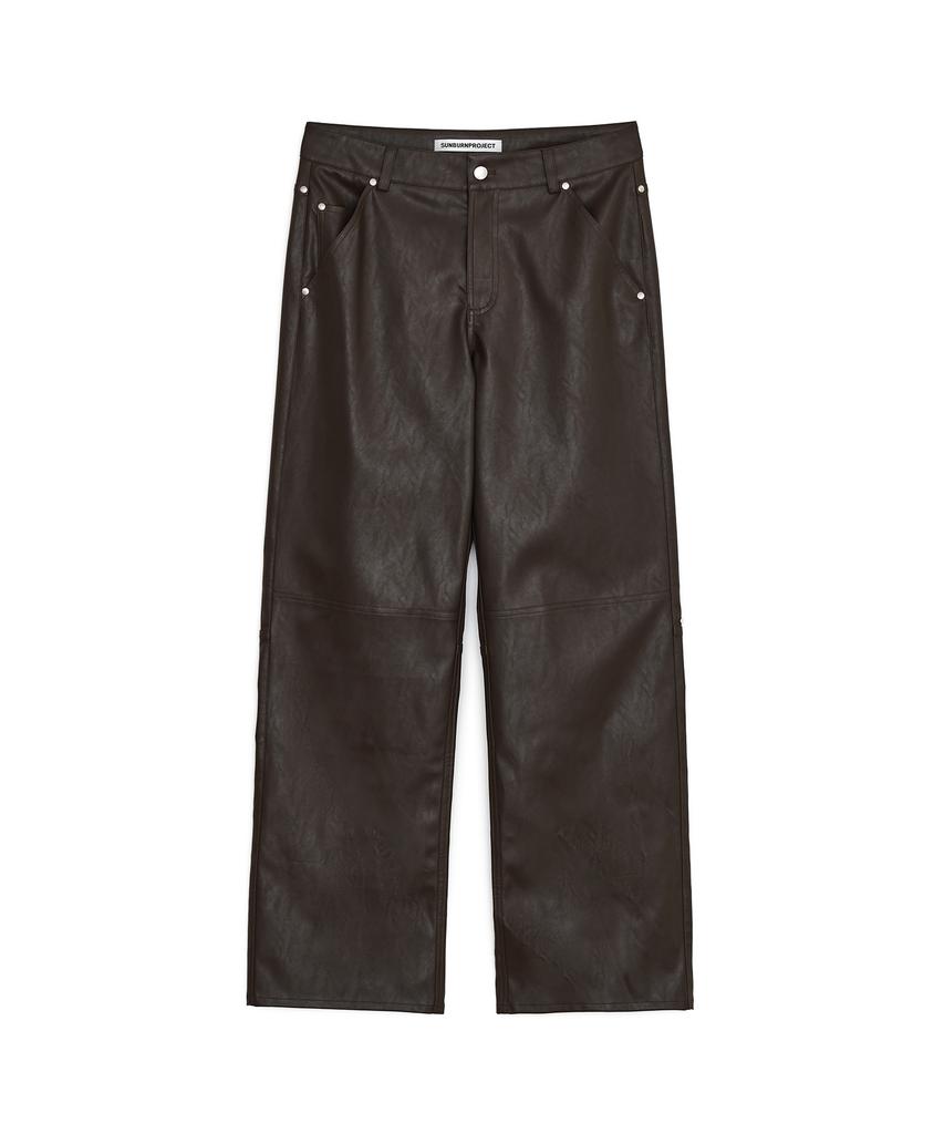 SUNBURNPROJECT Faux Leather Studded Pants, Brown