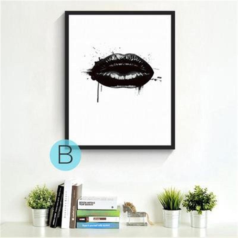 Moderne Motivation Zitate Wand Poster Sexy Lip Frau Porträt Leinwand Ölgemälde Home Dekoration Chic Schmuck