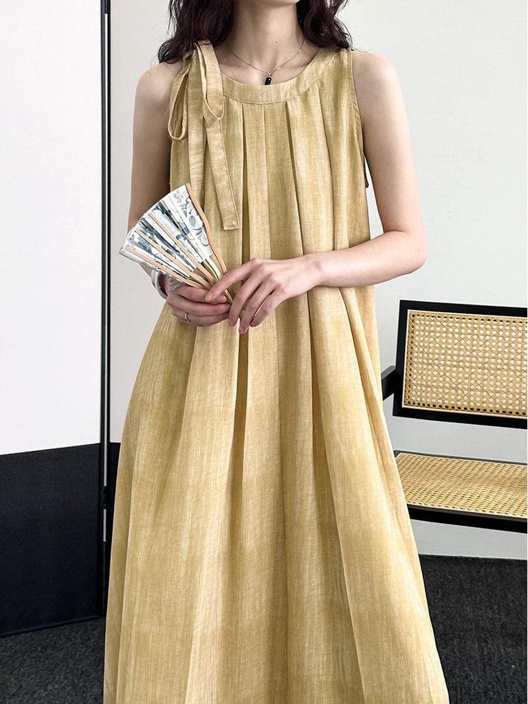 Orange Zhi 2025 Spring/Summer Women's Loose Slimming Babydoll Sleeveless Shirt