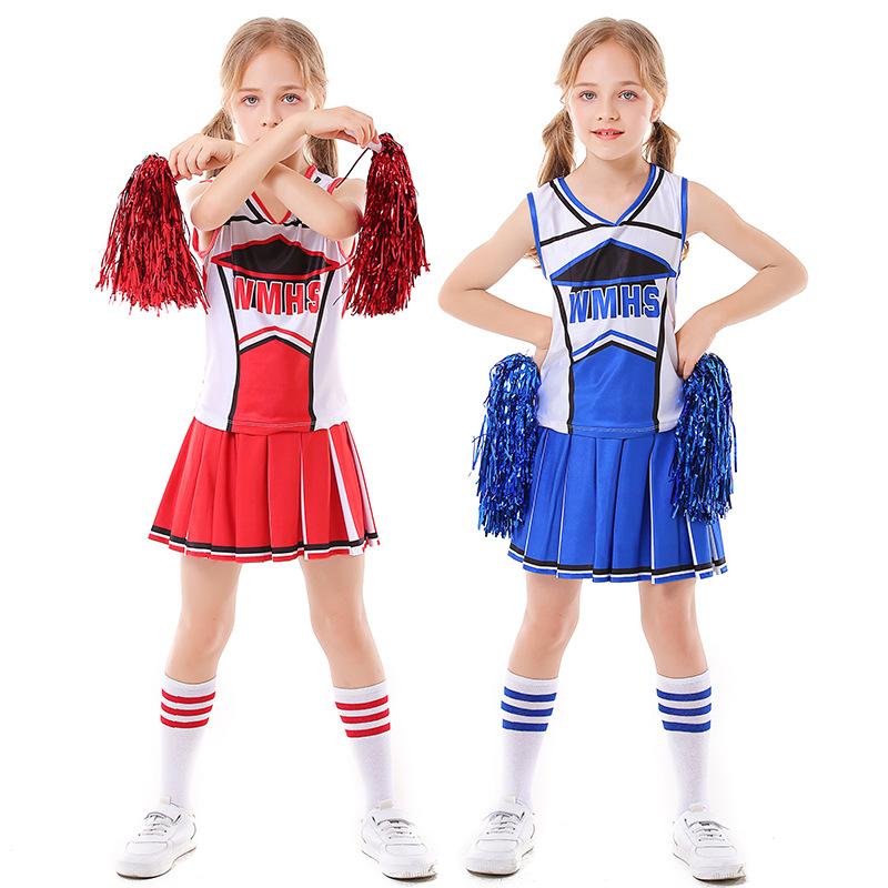 Kids Girls Cheerleaders Cheerleading Football Baby Top Skirt Sets Children Christmas New Year Halloween Cosplay Costumes Performance Role Play Outfit