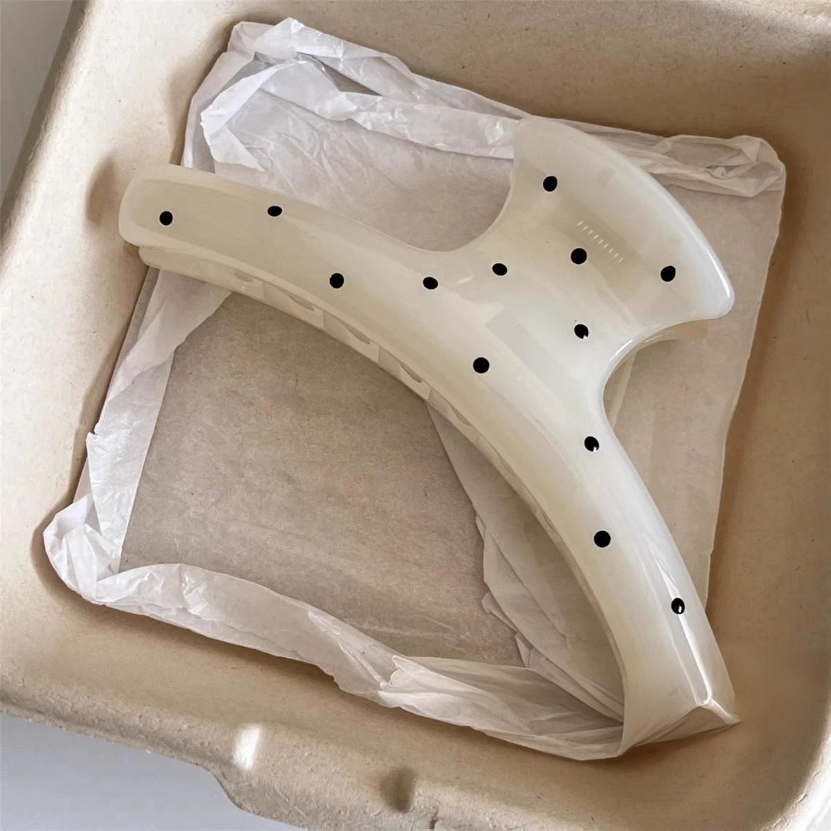 

Корейская акриловая заколка для волос в виде кости дракона и акулы большого размера, французский стиль, в горошек, изогнутая, для затылка, зажим-коготь для волос, аксессуары для волос