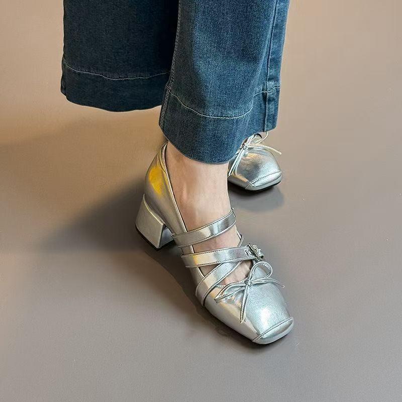 Fashion Mary Jane Shoes Female Genuine Leather 2025 New Snap Ballet Shoes Women Square Toe Flat Cowhide Ladies Shoes