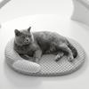 Summer Cooling Cat Bed, Breathable Dog Bed with Raised Neck Pillow, Non-Slip & Washable Round Cooling Pet Mat for Cats and Small Dogs