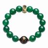 Natural Green Agate Zodiac Guardian Buddha Bracelet with Lucky Beads