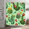 Green Cactus Shower Curtain Floral Print Bathroom Decor Faux Washed Linen Fabric Watercolor Design 72 X 84 Inches For Home Decor