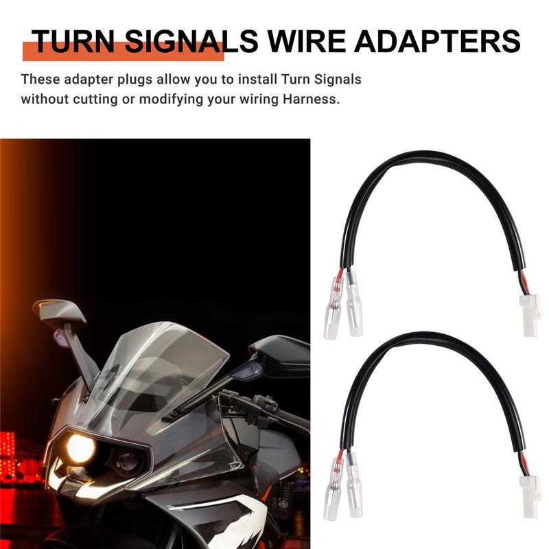 look-2Pcs Motorcycle Turn Signal Wiring Harness Connector Turn Signal Plug Adapter for