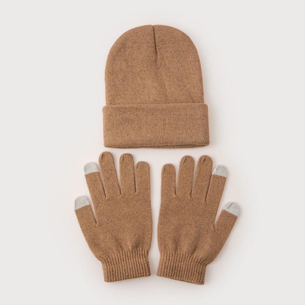 Cute Woman New Beanies with Gloves Knitted Solid Hat New 2025 Winter Hats