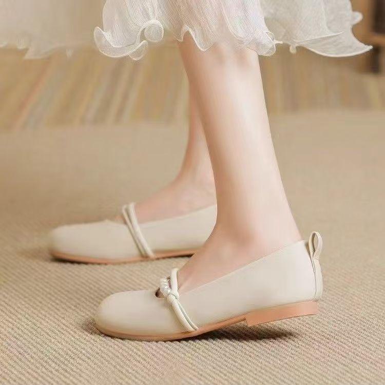 Soft Leather Flats French Mary Flat Women's Shoes Fairy 2025 Summer New Skirt Shallow Mouth Soft Sole Single Shoes Two Wear