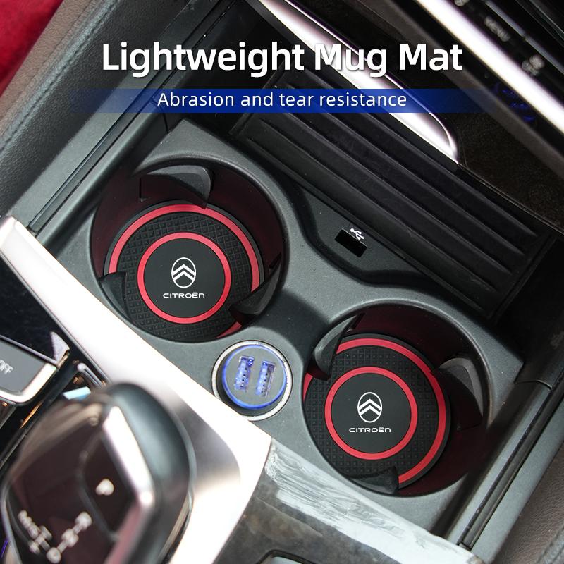 Silicone Double Ring Car Cup Mat Anti-Slip Insert For Citroen C4 C3 C5 C1 C2 VTS Berlingo Celysee Xsara Picasso Aircross