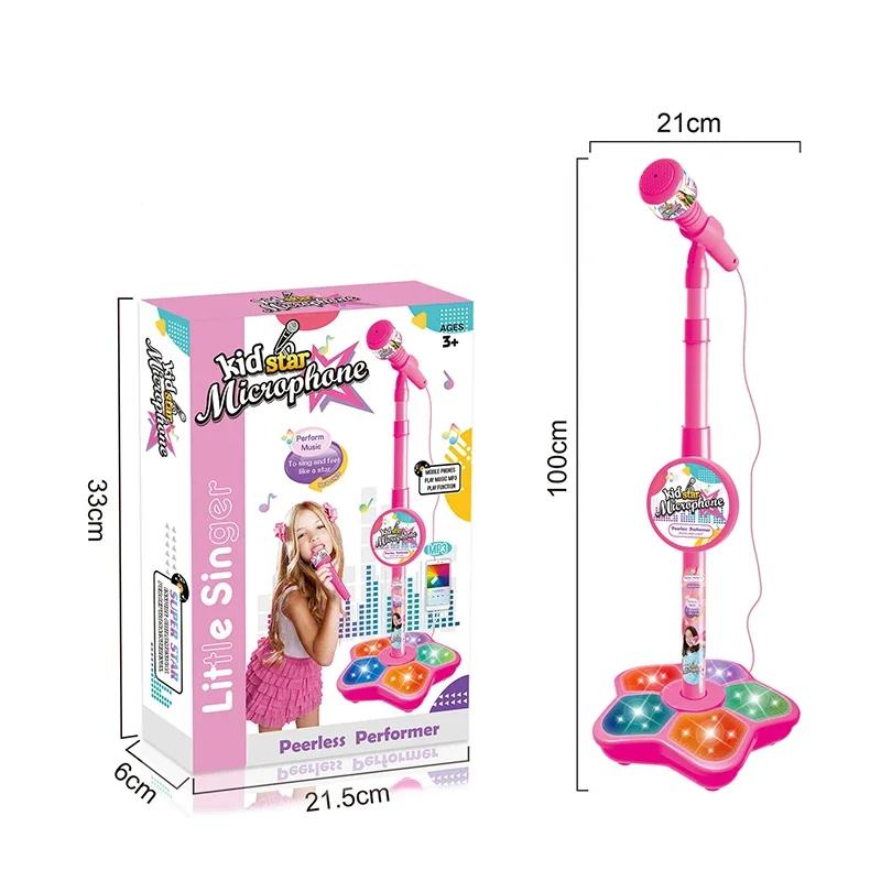 Kinder Rock'n'Roll Mikrofon mit Ständer Karaoke Lied Musikinstrument Spielzeug Gehirntraining Pädagogisches Spielzeug Geburtstagsgeschenk Mädchen Junge