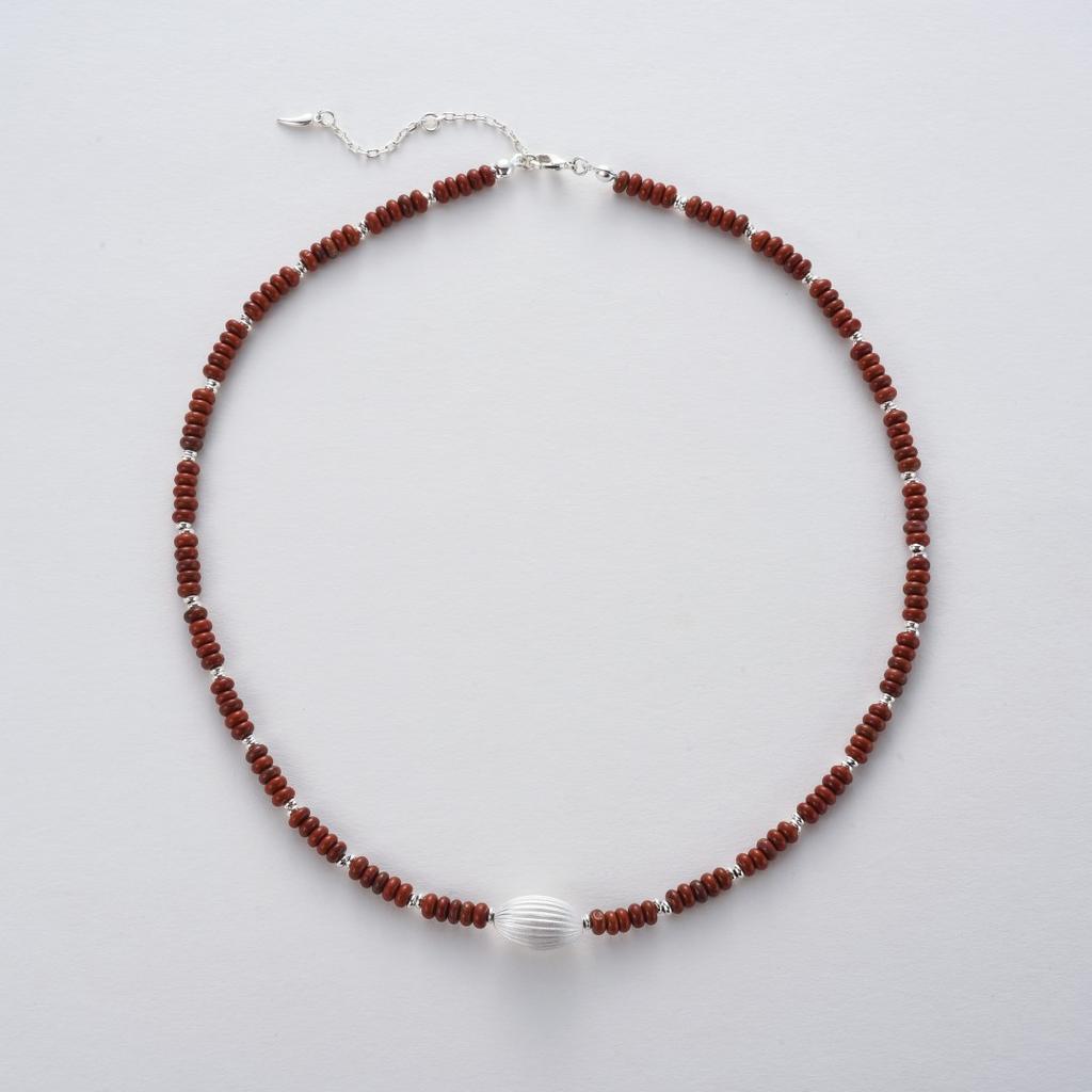 Original Design Natural Ruby Beaded Clavicle Chain Niche Temperament Versatile Copper Platinum Plated Oval Pendant Necklace