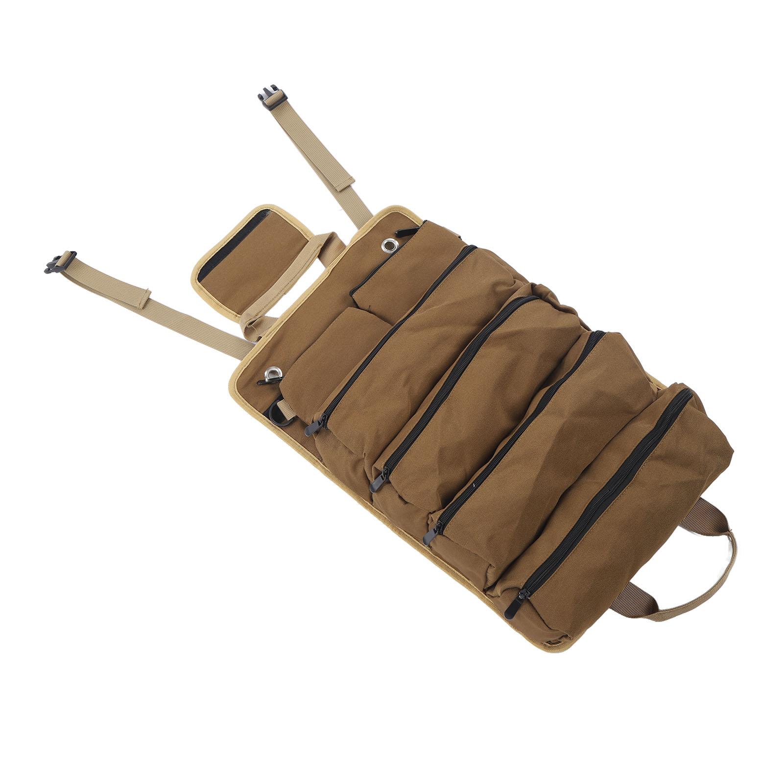 

Roll Up Tool Bag Multipurpose Portable Tool Storage Bag Oxford Cloth Separate Pockets Tool Organizer for Gardening хаки