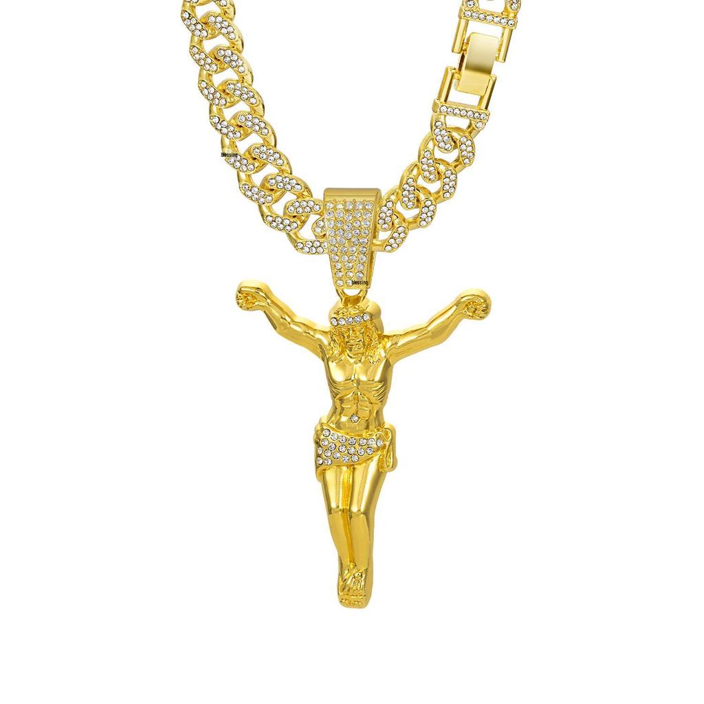 Men's Large Cuban Necklace: Full-Body Hip Hop Portrait with European American Style