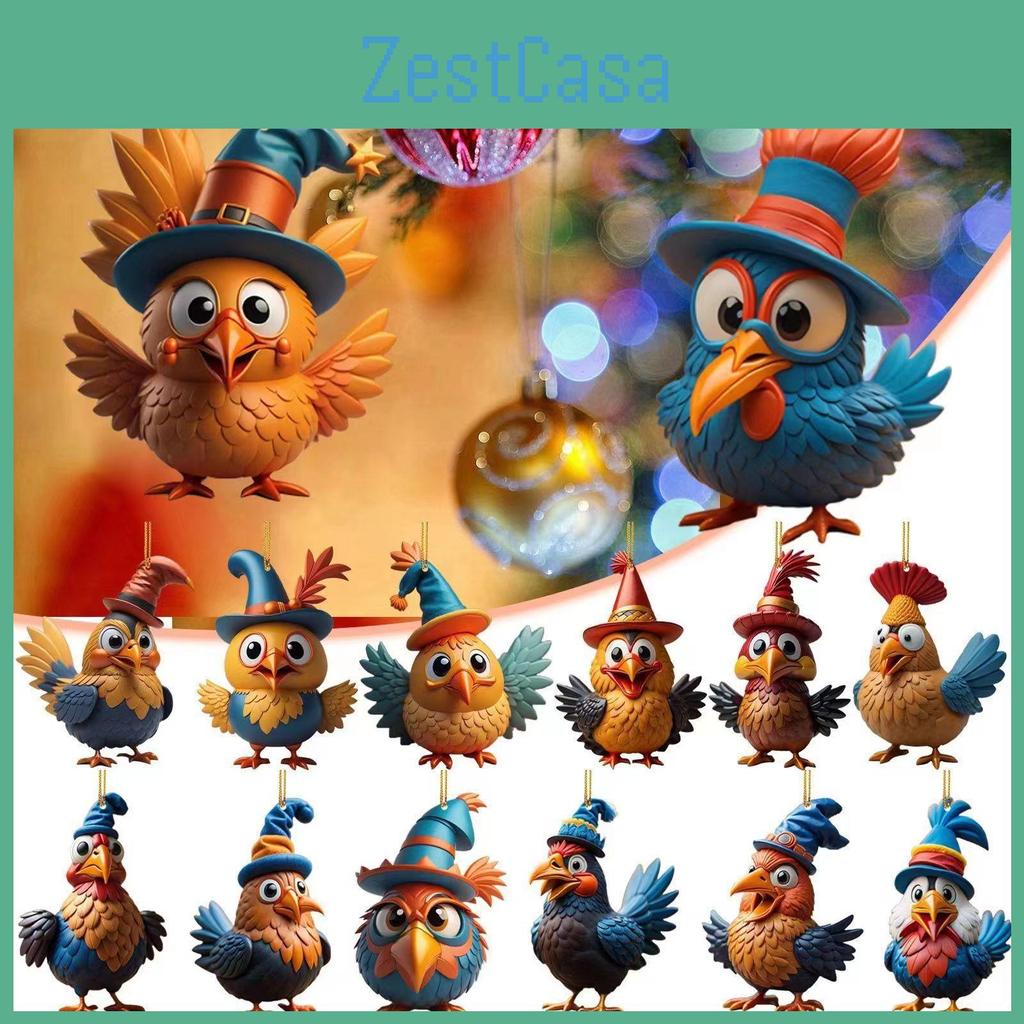 Colorful Acrylic Turkey Car Ornament Festive Christmas Tree Decoration For Home