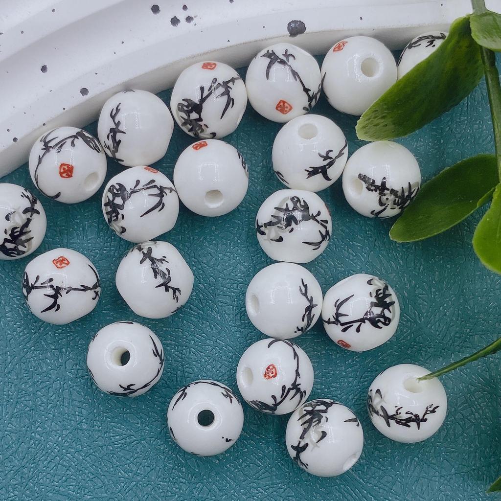 12mm Handmade Ceramic Round Beads for DIY Projects and Knot Decorations