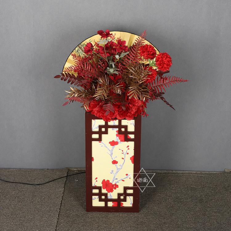 Chinese Wedding Kapok Flower Light Aisle Runner & Plum Blossom Pillar Centerpiece